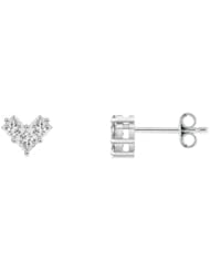 0.42 ct Three Stone Princess Diamond Stud Earrings