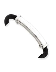 Sterling Silver Black Leather Cord Bracelet QG1843-7"