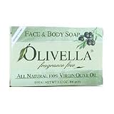 Olivella Face and Body Soap, Fragrance Free, All-natural 100% Virgin Olive Oil From Italy, 3.52-oz Bars (Pack of 12)