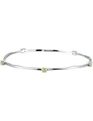 Genuine Peridot Bangle Bracelet Ster_Rho Plated 68113