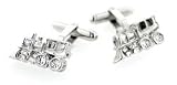 Silver plated steam train or caboose shaped cufflinks with presentation box. Made in the U.S.A