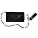 Harley-Davidson&reg; Men's Bar & Shield Flames Tri-Fold Wallet. Full-grain leather. 99447-06V