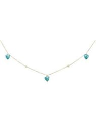 14k Yellow Gold Girls Blue Mother-of-Pearl Heart Necklace