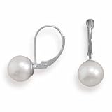 AAA 7.5-8mm Cultured Akoya Pearl Earrings 14K White Gold Leverback