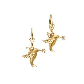 Hummingbird Fashion Earrings in 14K Yellow Gold by 