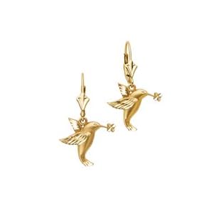 14kt. Gold, Hummingbird Dangle Earrings by