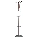 Cortesi Home Alpine Chrome and Cherry Wood Coat Rack with Black Marble Base