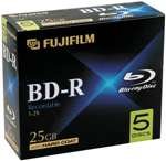 Fujifilm Media 25303605 BD-R Blue Ray Disc Write Once 10MM Jewel Case - 5 Pack Box