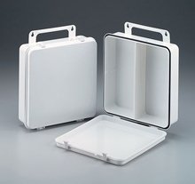 24 Unit- empty polypropylene case w/ gasket & handle hanger- 9-3/16 in. x9-3/16 in. x2-3/4 in. - 1 ea. At Home Emergency