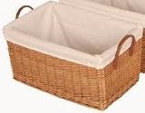Deep Lined Willow Wicker Storage Basket (L)