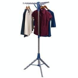 Household Essentials 5009-1 Collapsible Portable Indoor Tripod Clothes Drying Rack for Hanging Laundry | Silver and Blue Medium