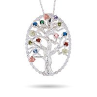 Black Hills Gold On Sterling Silver 10 Stone Genuine Birthstone Family Tree Pin/Pendant