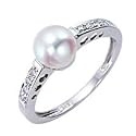 14k Gold ,Akoya Cultured Pearl and Diamond Ring