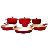 13 Piece Enameled Cast Iron Red Cookware Set