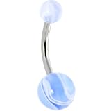 Light Blue MARBLE Belly Button Ring