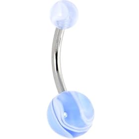 Light Blue MARBLE Belly Button Ring by 
