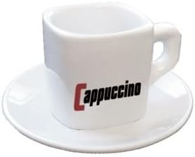 Square Shaped Cappuccino Cup and Saucer with Imprinted Name - set of 2
