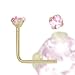 Jewelco London 9ct Yellow gold Pink cubic zirconia claw-set Nose Stud