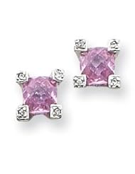 Sterling Silver Pink & Clear CZ Earrings QE3085"
