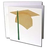 CherylsArt Graduation - Graduation Cap in Gold and Green - Greeting Cards-12 Greeting Cards with envelopes