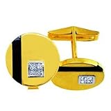 Image of 0.40 Carat G/VS2 Princess Certified Diamond & Gemstone Cufflinks in 18ct Solid Yellow Gold