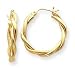 14k Polished Diamond-Cut 3.5mm Twisted Tube Hoop Earrings