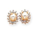 14k .04ct Diamond and Cultured Pearl Birthstone Earrings