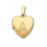 18in Gold-plated Medium Engraved .01 Ct. Diamond Heart Locket Necklace
