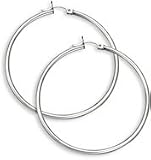 14K White Gold Hoop Earrings - 1 diameter (2mm thickness)