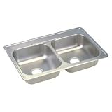 Elkay D23319-0 Dayton Double Bowl Sink 33x19, No Holes, Self Rim, Stainless Steel