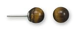 Rhodium Plated Tiger's Eye Stud Earrings