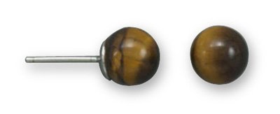 Rhodium Plated Tiger's Eye Stud Earrings