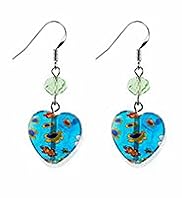 Multi-Faceted Bead & Heart Drop Earrings