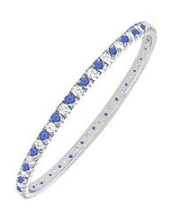 Sapphire and Diamond Eternity Bangle 14K White Gold - 3.00 CT TGW