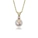 White Akoya Pearl and Diamond Pendant in 14 Karat Yellow Gold