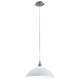 Eglo 88491A Lord-3, Nickel/wiped White, 1-Light Pendant Light Fixture