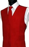 Men's Red Suede Effect Front Panel Waistcoat