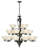 Neo Classic - 18 Light Chandelier Lighting Fixture - Satin Nickel - White Glass - B6621