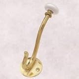 Belwith Keeler 5 1/4 Coat And Hat Hook Polished Brass With White Insert