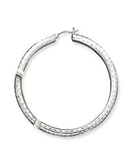 Sterling Silver 4.00mm Diamond-cut Hoop Earrings QE3550"