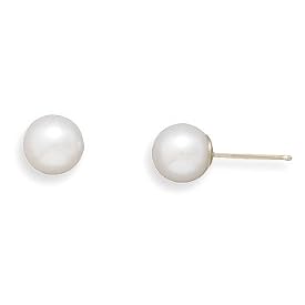 6-6.5mm AAA Akoya Pearls 14k Yellow Gold Earring