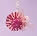 Pink & Lime Beaded Hat with Ribbon Christmas Ornament #W5358
