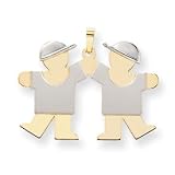 14k Two-tone Large Double Boys Engraveable Pendant