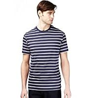 Pure Cotton Striped T-Shirt with Stay New™