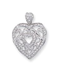 Sterling Silver CZ Fancy Heart Pendant