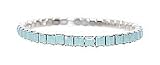L. Erickson USA Squared Stone Swarovski Stretch Bracelet - White Opal Swarovski