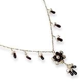 Sterling Silver Freshwater Cultured White Pearl And Garnet Necklace - 16 Inch