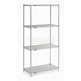 74H Nexel Chrome Wire Shelving - 30W X 14D