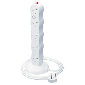 LINDY 10 Way Vertical Surge Protector Power Strip UK Mains White 2m