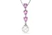 Michiko-7/8 Carat Pink Sapphire, Diamond and Cultured Pearl 14K White Gold Pendant w/Chain